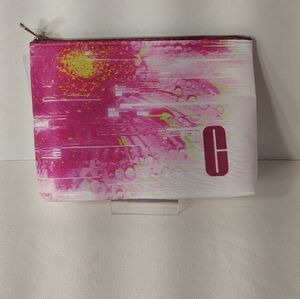 CLINIQUE Pink & White Design Cosmetic Bag